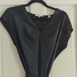 Vince Silk Draped Midi Dress - Black